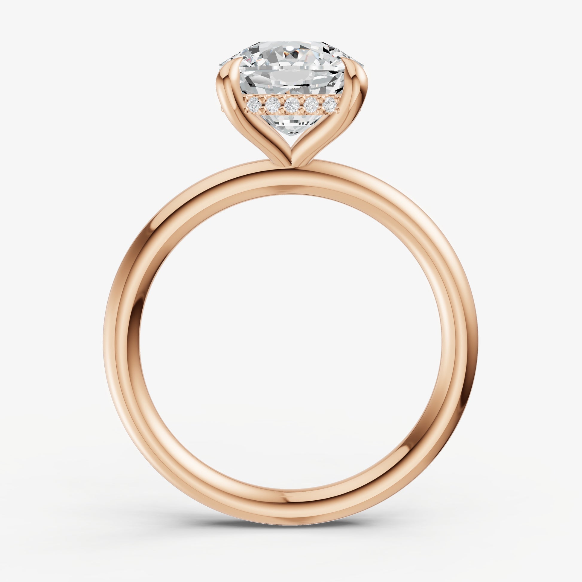 Cushion Four Claw Solitaire Engagement Ring with Hidden Halo