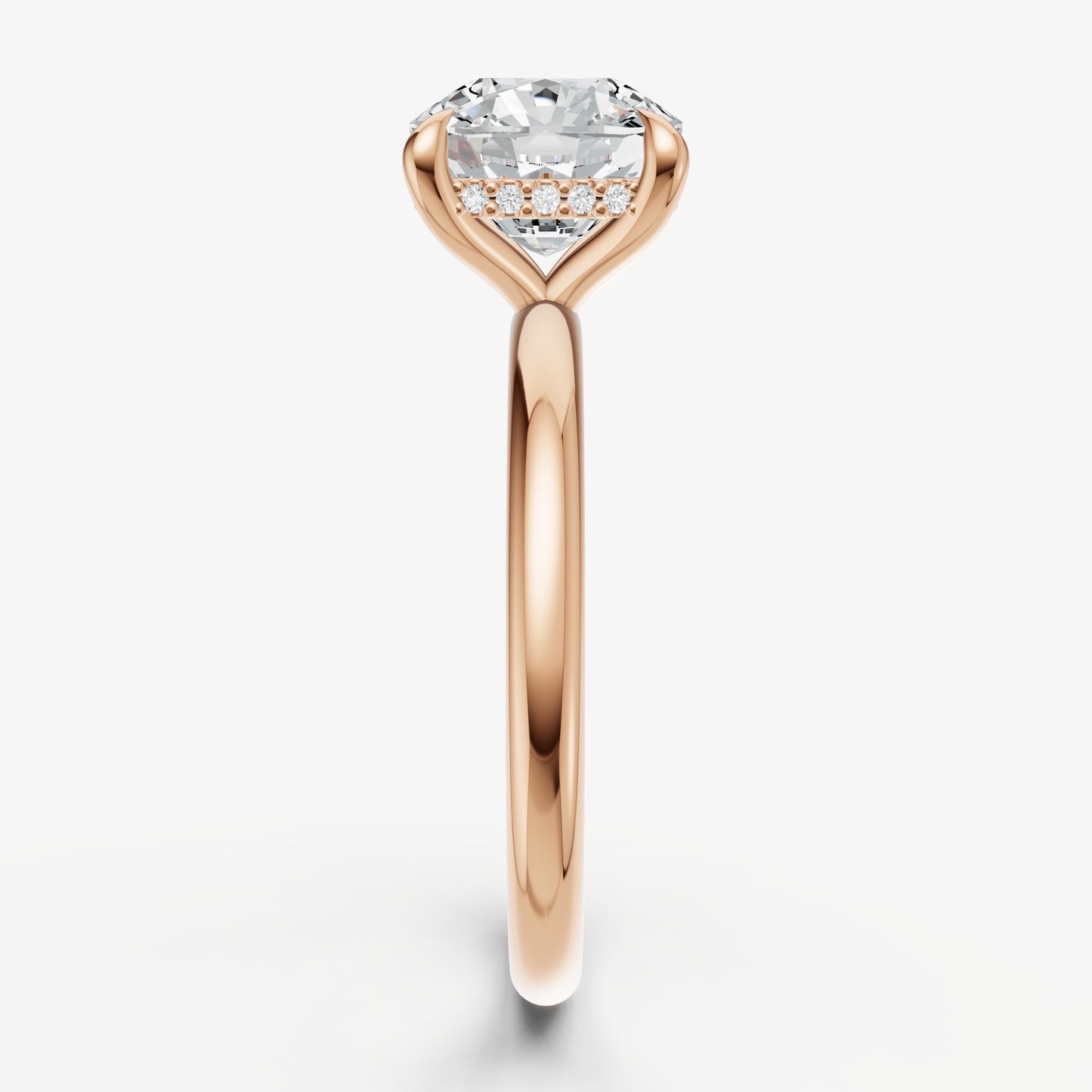 Cushion Four Claw Solitaire Engagement Ring with Hidden Halo