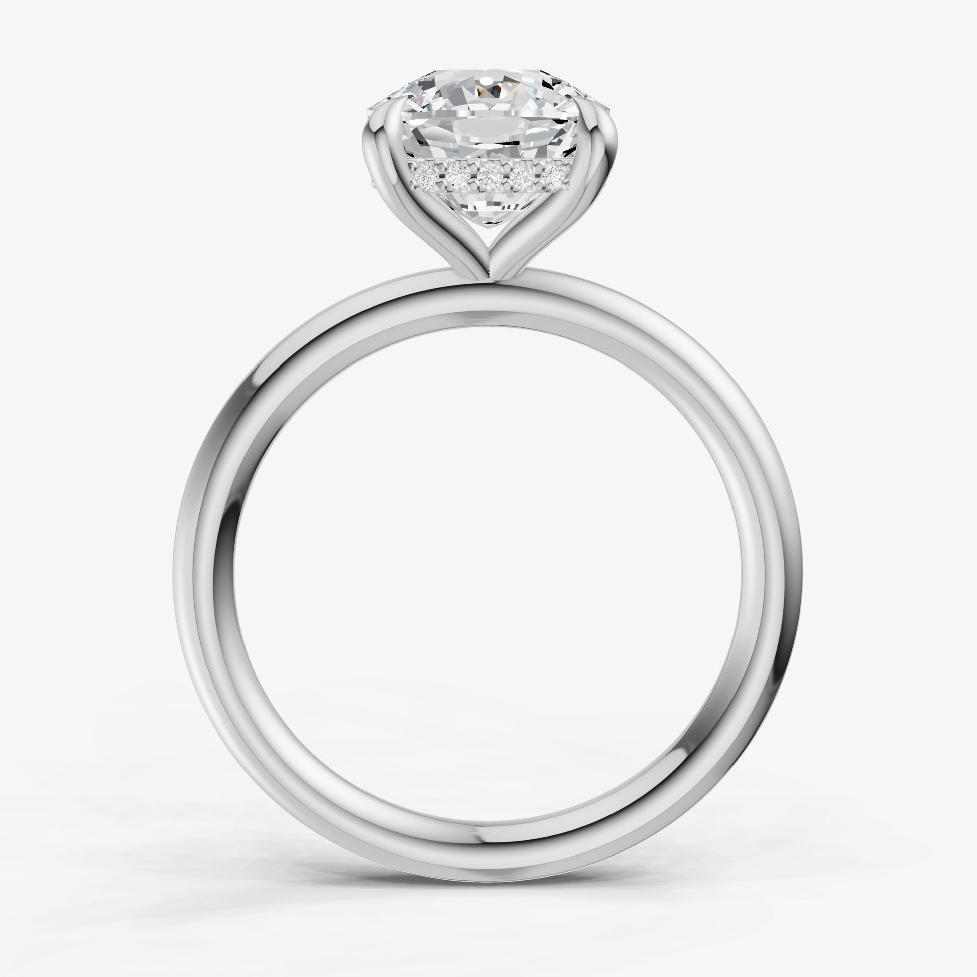 Cushion Four Claw Solitaire Engagement Ring with Hidden Halo