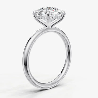Cushion Four Claw Solitaire Engagement Ring with Hidden Halo