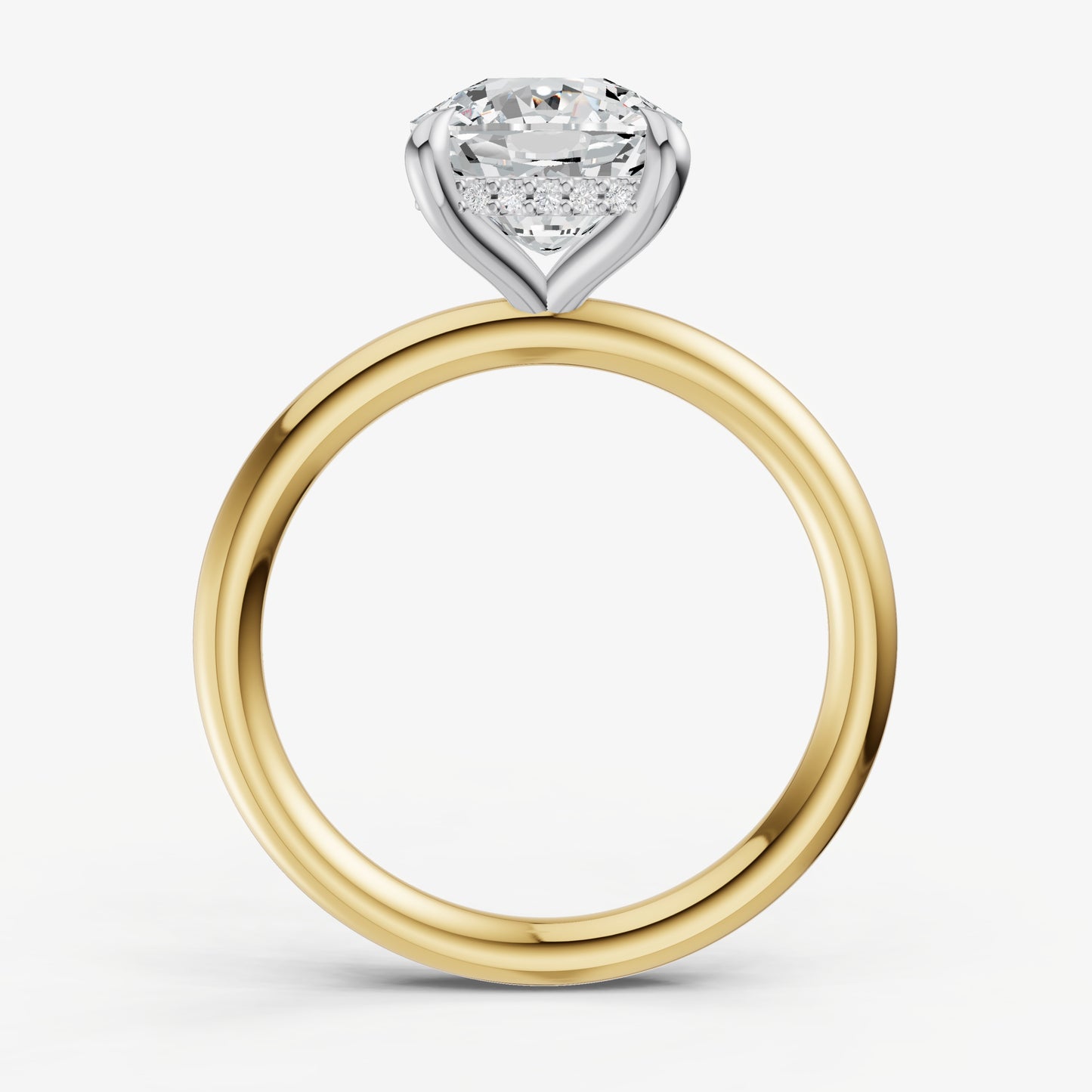 Cushion Four Claw Solitaire Engagement Ring with Hidden Halo