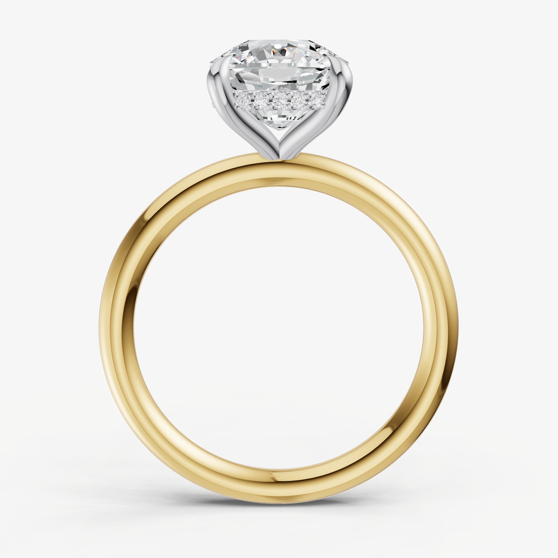 Cushion Four Claw Solitaire Engagement Ring with Hidden Halo
