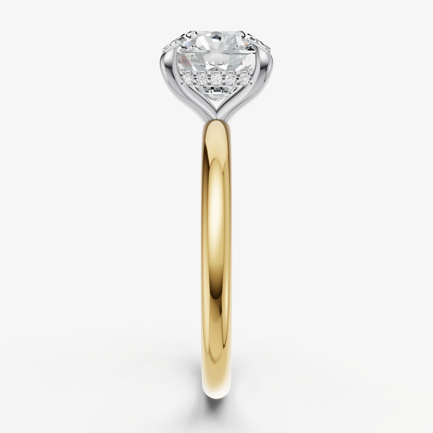 Cushion Four Claw Solitaire Engagement Ring with Hidden Halo