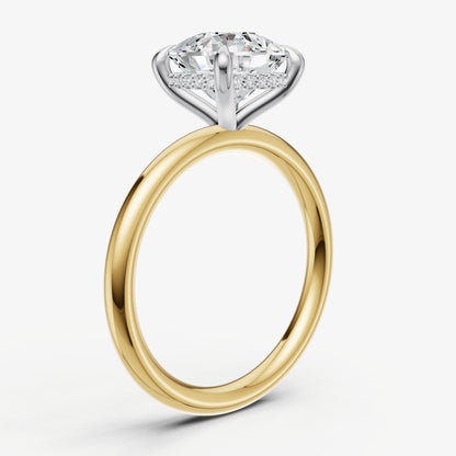 Cushion Four Claw Solitaire Engagement Ring with Hidden Halo