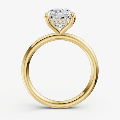 Cushion Four Claw Solitaire Engagement Ring with Hidden Halo