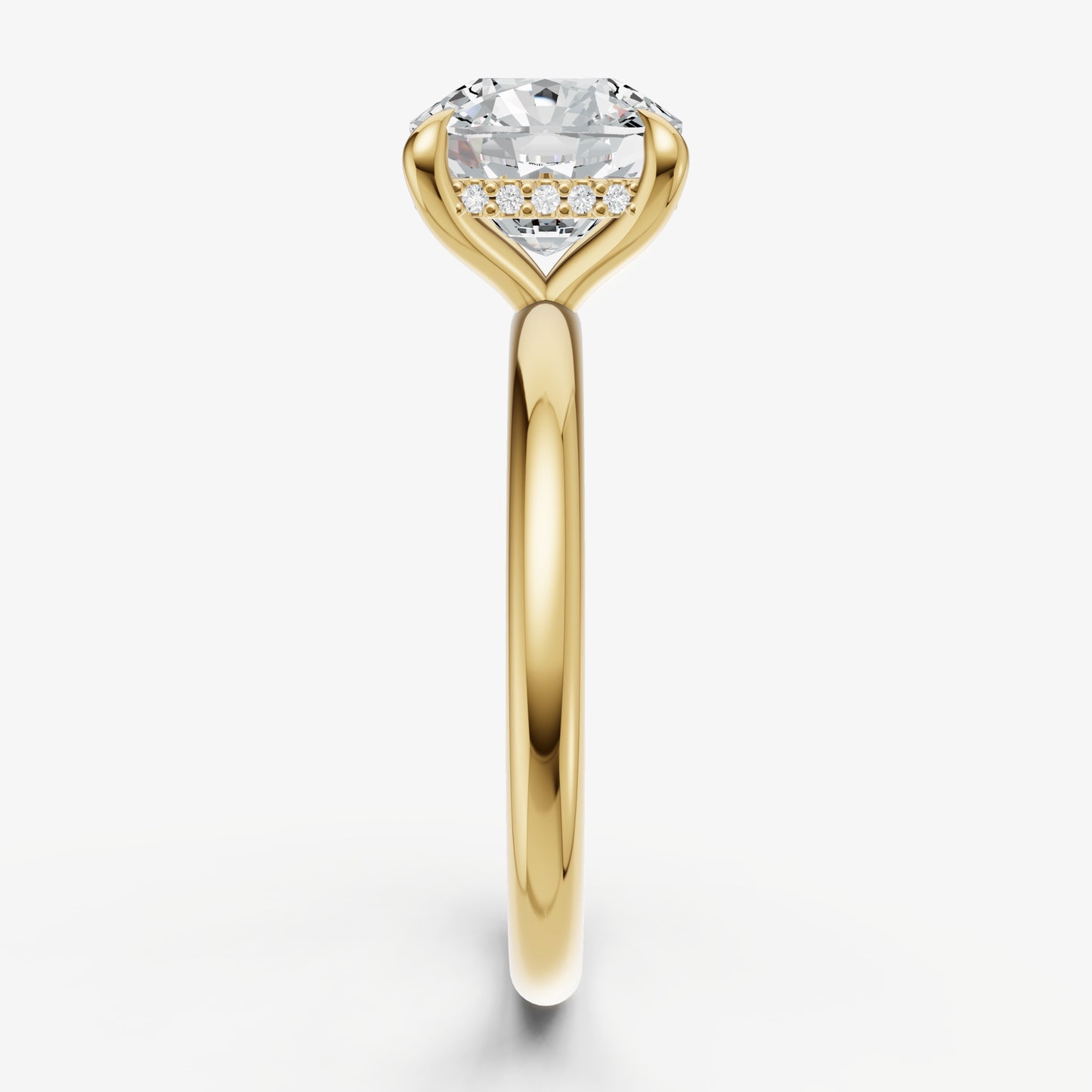 Cushion Four Claw Solitaire Engagement Ring with Hidden Halo