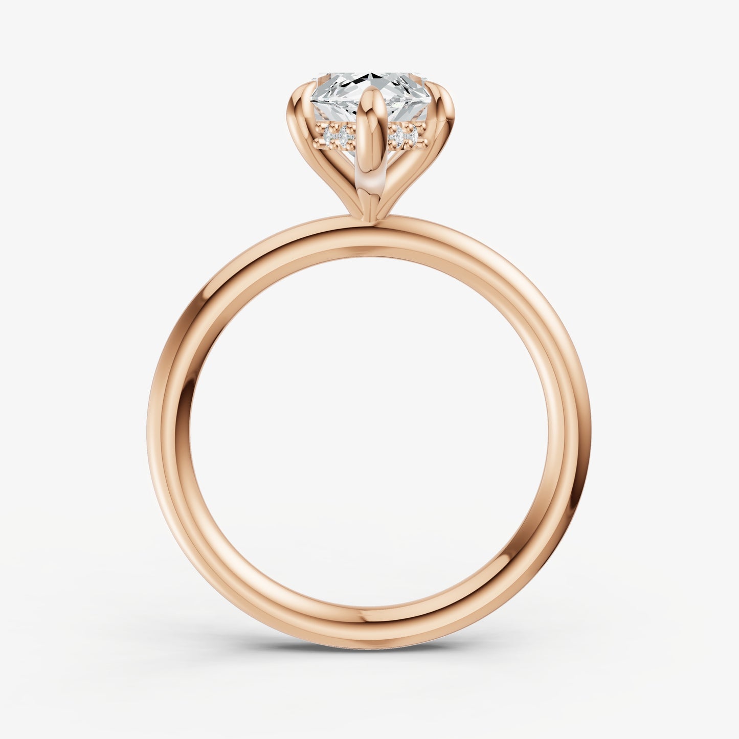 Marquise Four Claw Solitaire Engagement Ring with Hidden Halo