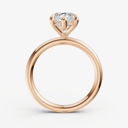 Marquise Four Claw Solitaire Engagement Ring with Hidden Halo