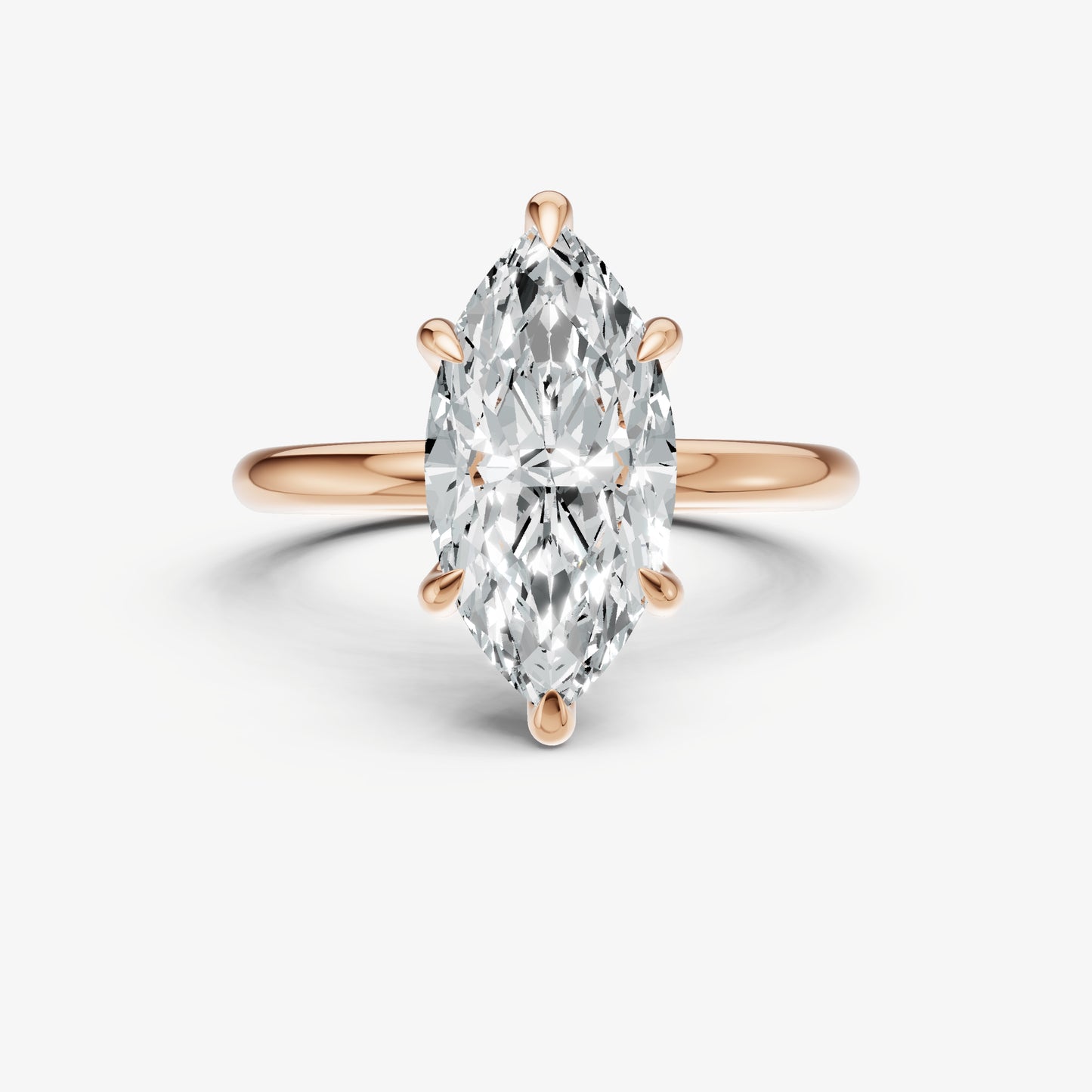 Marquise Four Claw Solitaire Engagement Ring with Hidden Halo