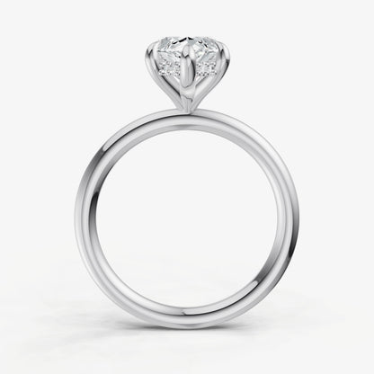 Marquise Four Claw Solitaire Engagement Ring with Hidden Halo