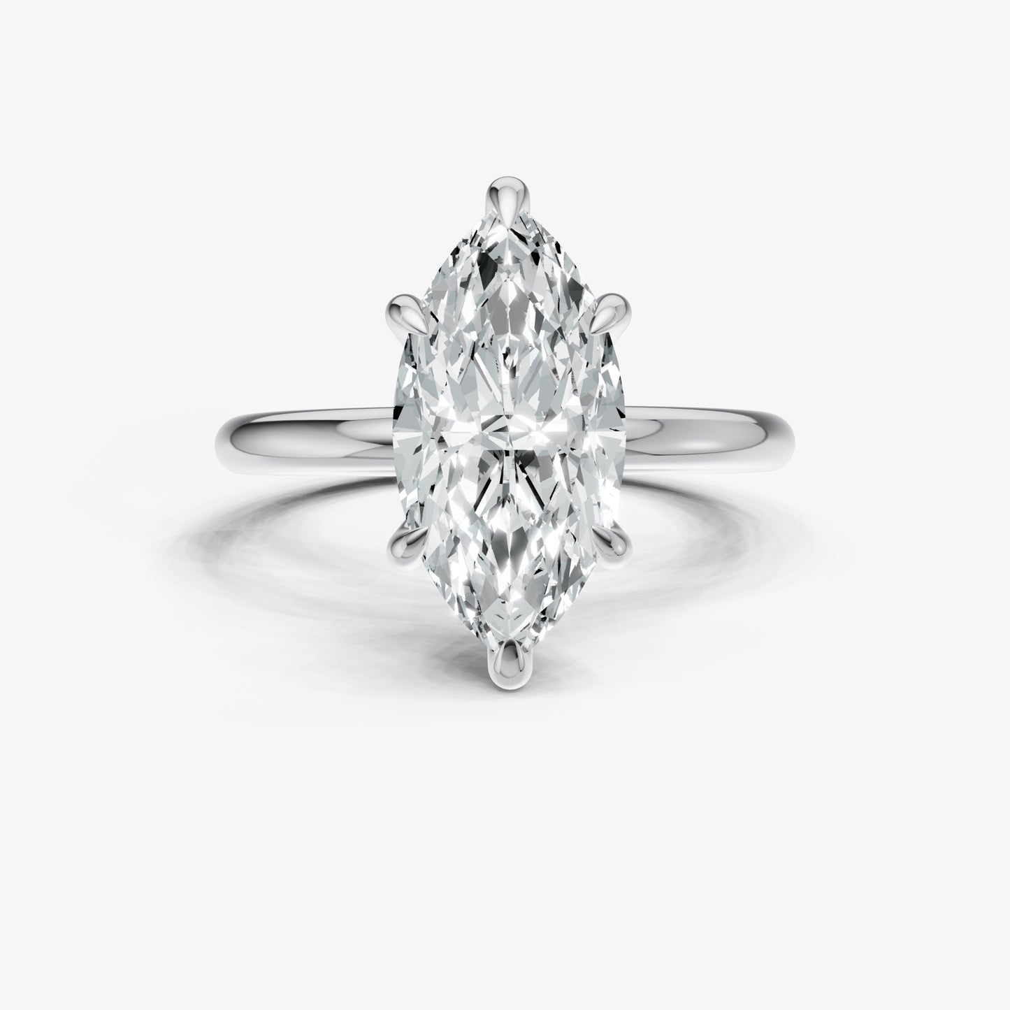 Marquise Four Claw Solitaire Engagement Ring with Hidden Halo
