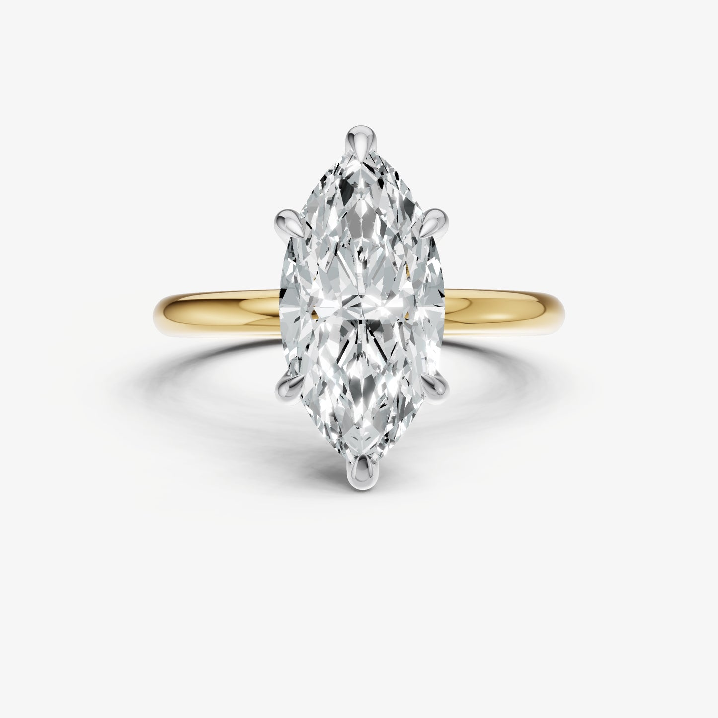 Marquise Four Claw Solitaire Engagement Ring with Hidden Halo