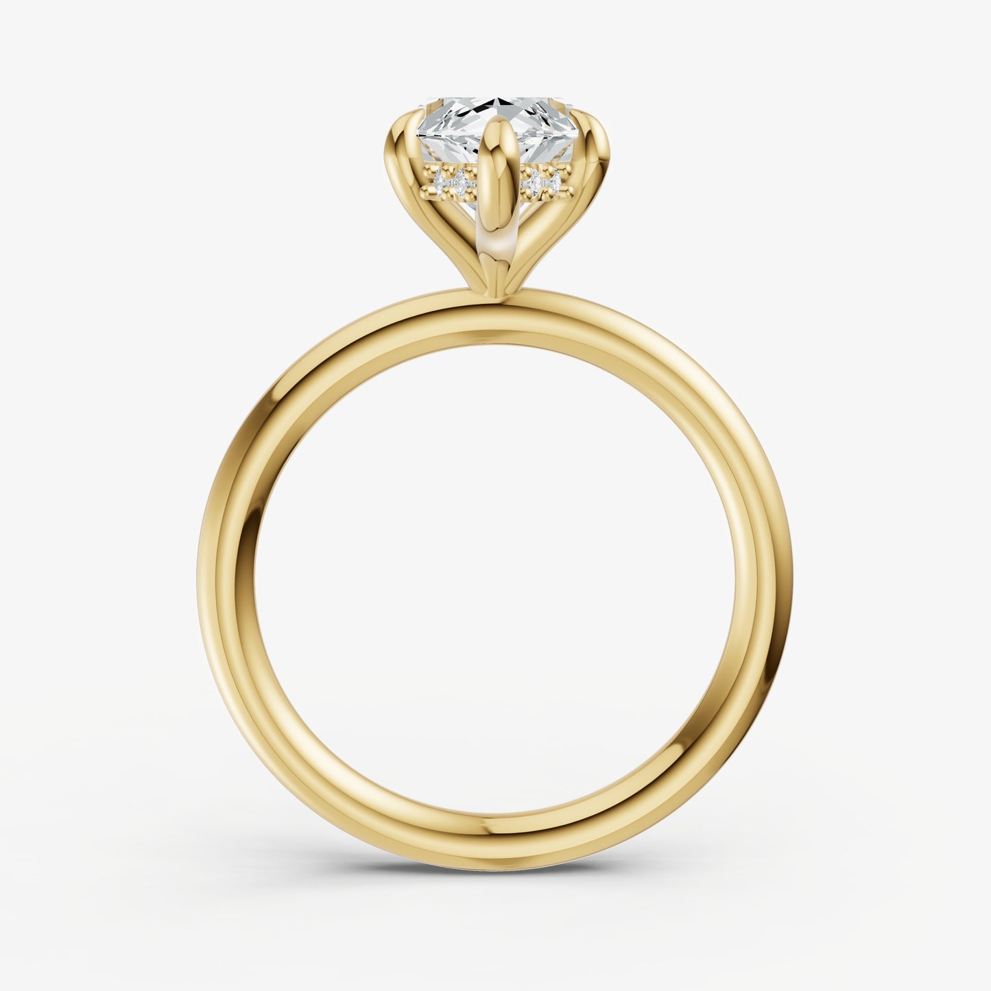 Marquise Four Claw Solitaire Engagement Ring with Hidden Halo