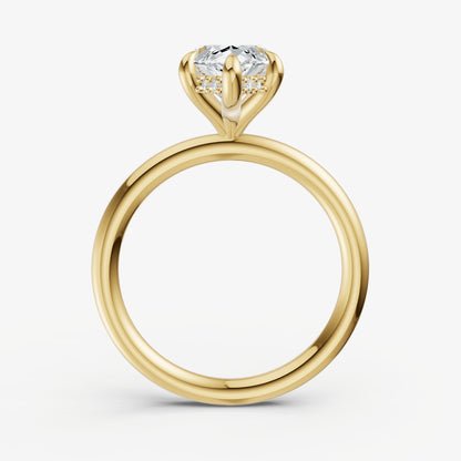 Marquise Four Claw Solitaire Engagement Ring with Hidden Halo