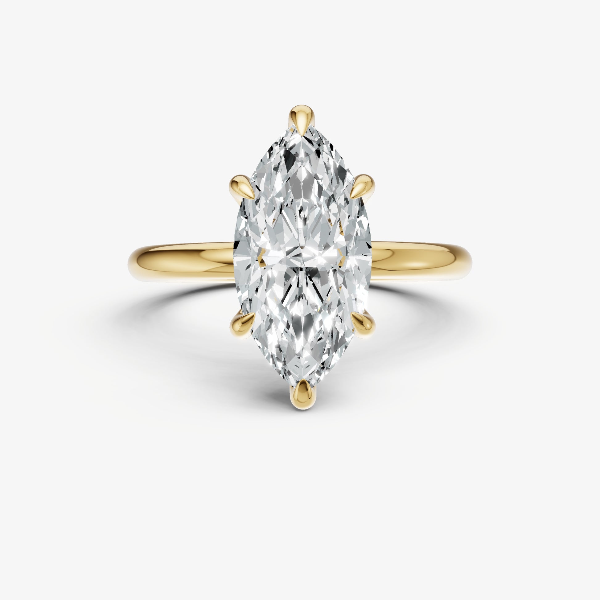 Marquise Four Claw Solitaire Engagement Ring with Hidden Halo