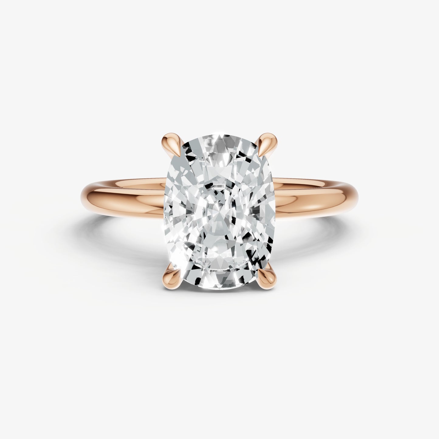 Old Miner Four Claw Solitaire Engagement Ring with Hidden Halo