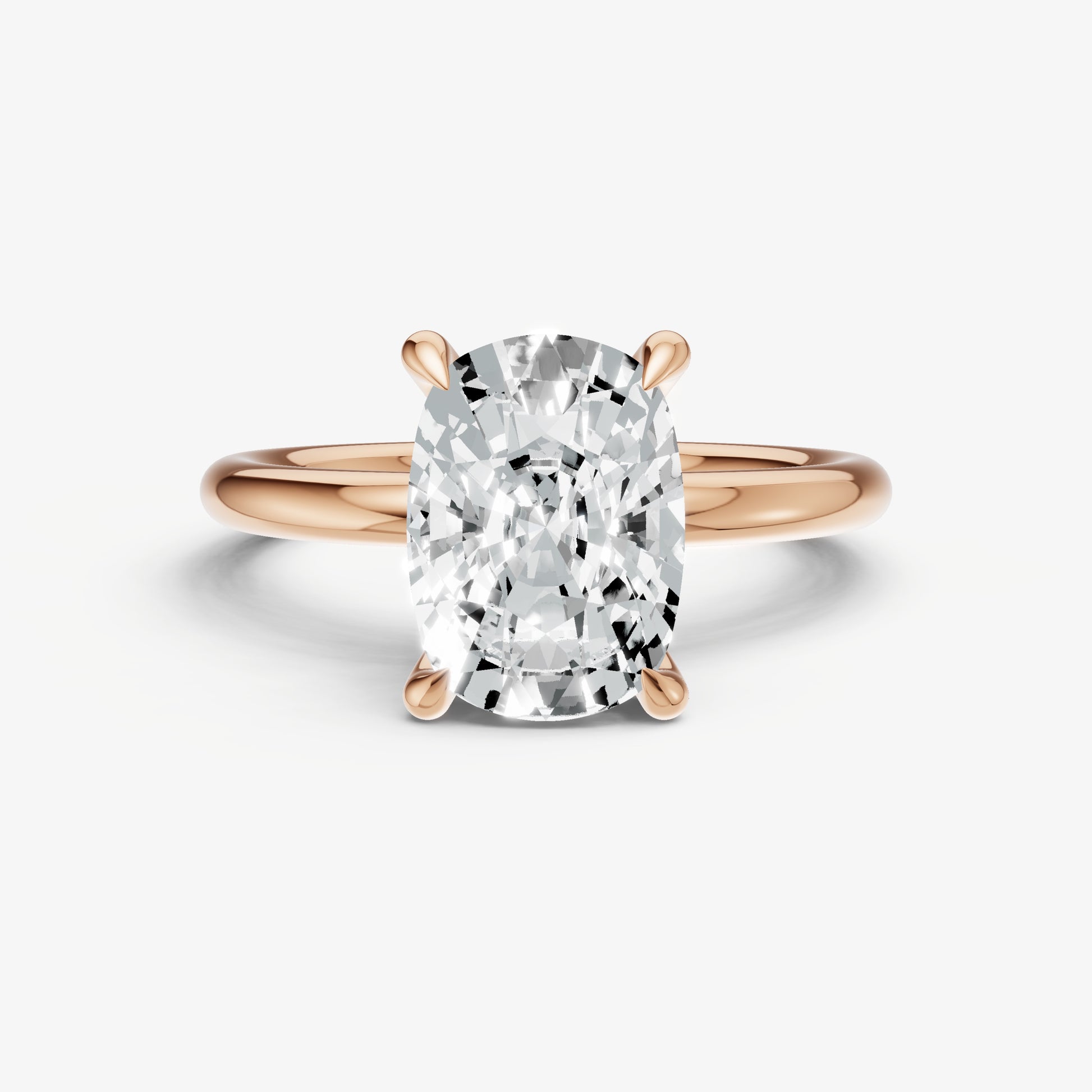 Old Miner Four Claw Solitaire Engagement Ring with Hidden Halo