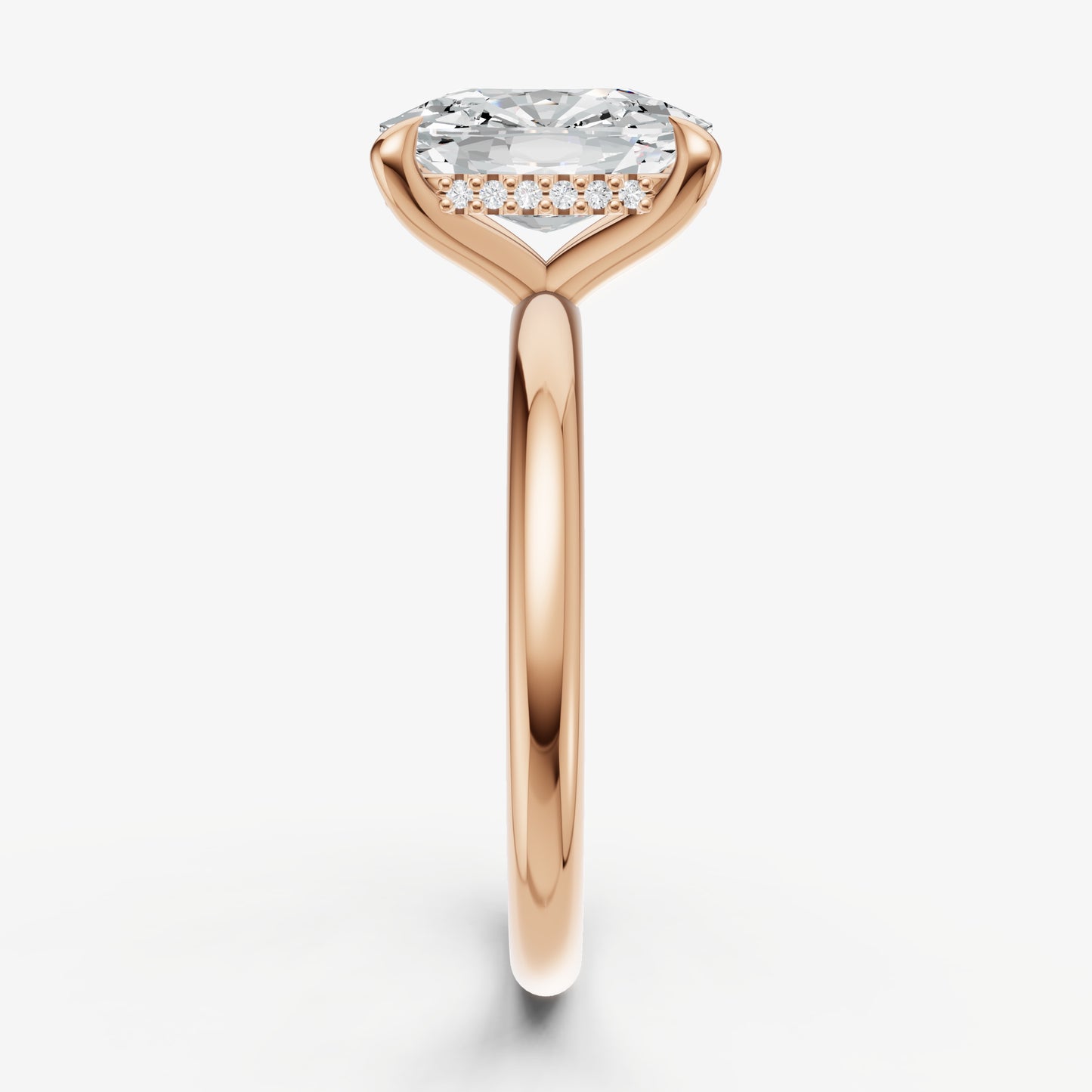 Old Miner Four Claw Solitaire Engagement Ring with Hidden Halo