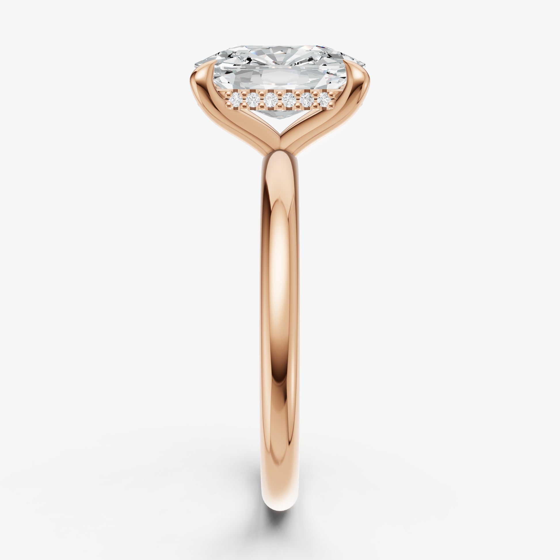 Old Miner Four Claw Solitaire Engagement Ring with Hidden Halo