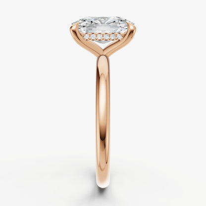 Old Miner Four Claw Solitaire Engagement Ring with Hidden Halo