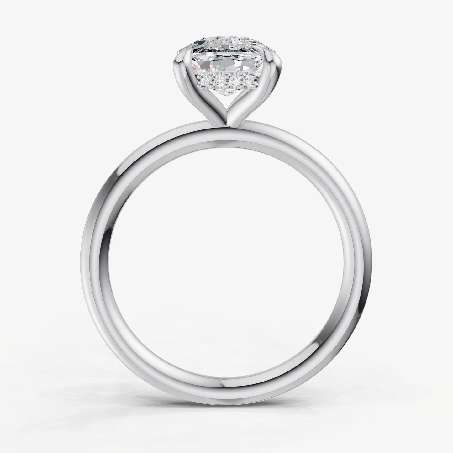 Old Miner Four Claw Solitaire Engagement Ring with Hidden Halo