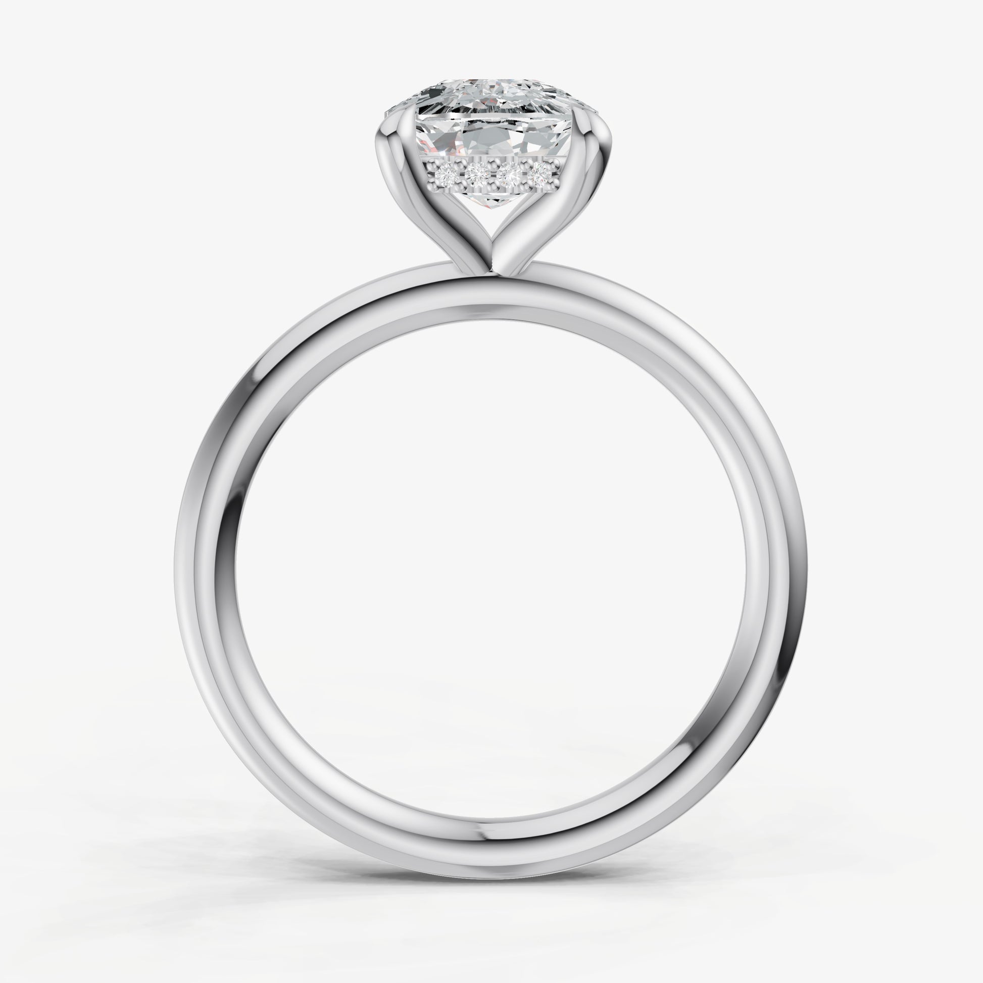 Old Miner Four Claw Solitaire Engagement Ring with Hidden Halo