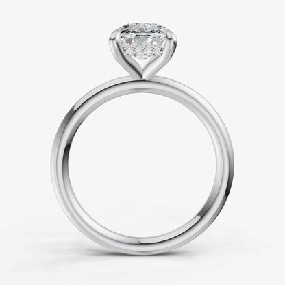 Old Miner Four Claw Solitaire Engagement Ring with Hidden Halo