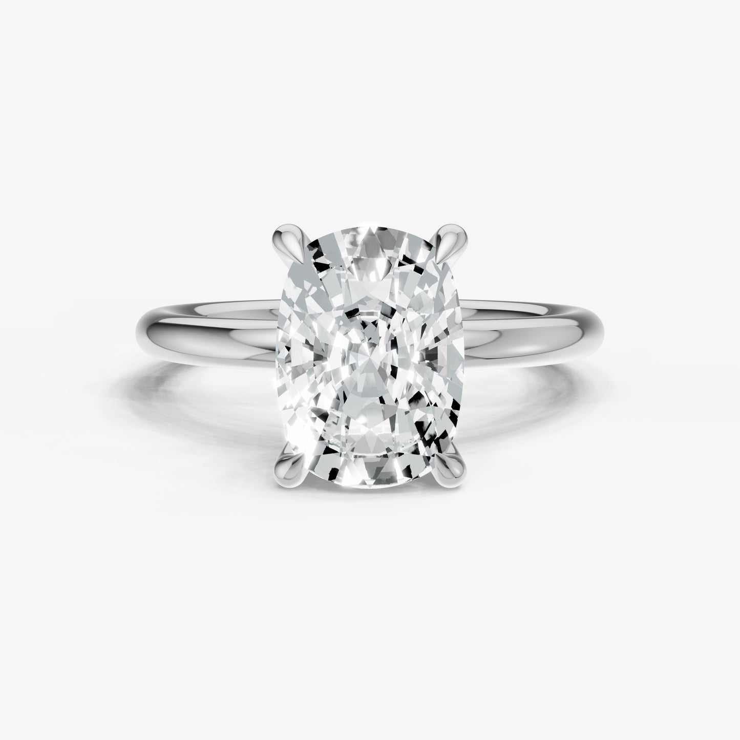 Old Miner Four Claw Solitaire Engagement Ring with Hidden Halo