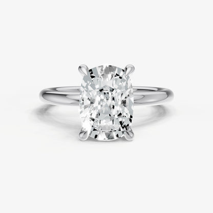 Old Miner Four Claw Solitaire Engagement Ring with Hidden Halo