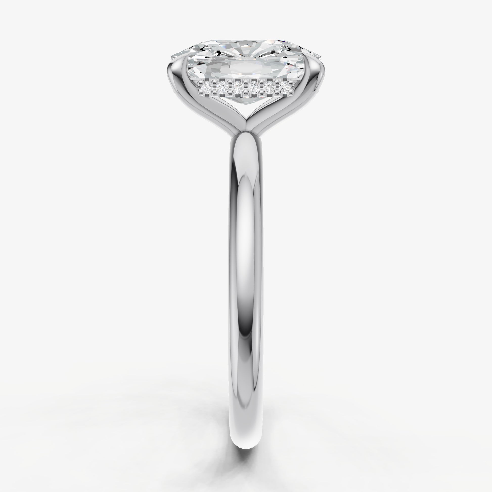 Old Miner Four Claw Solitaire Engagement Ring with Hidden Halo