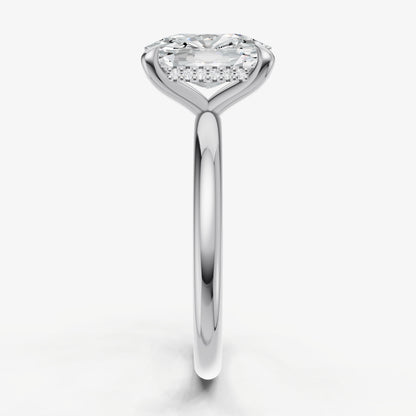 Old Miner Four Claw Solitaire Engagement Ring with Hidden Halo