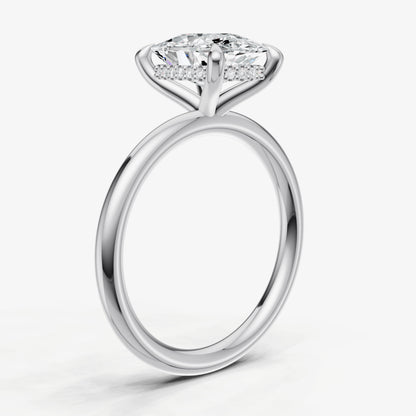 Old Miner Four Claw Solitaire Engagement Ring with Hidden Halo