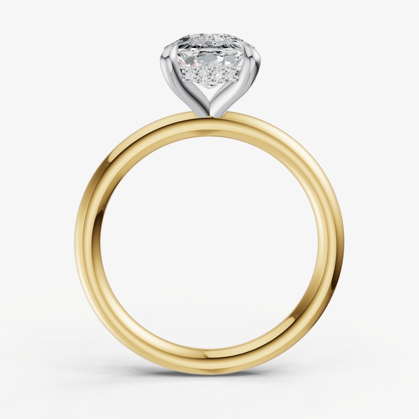 Old Miner Four Claw Solitaire Engagement Ring with Hidden Halo