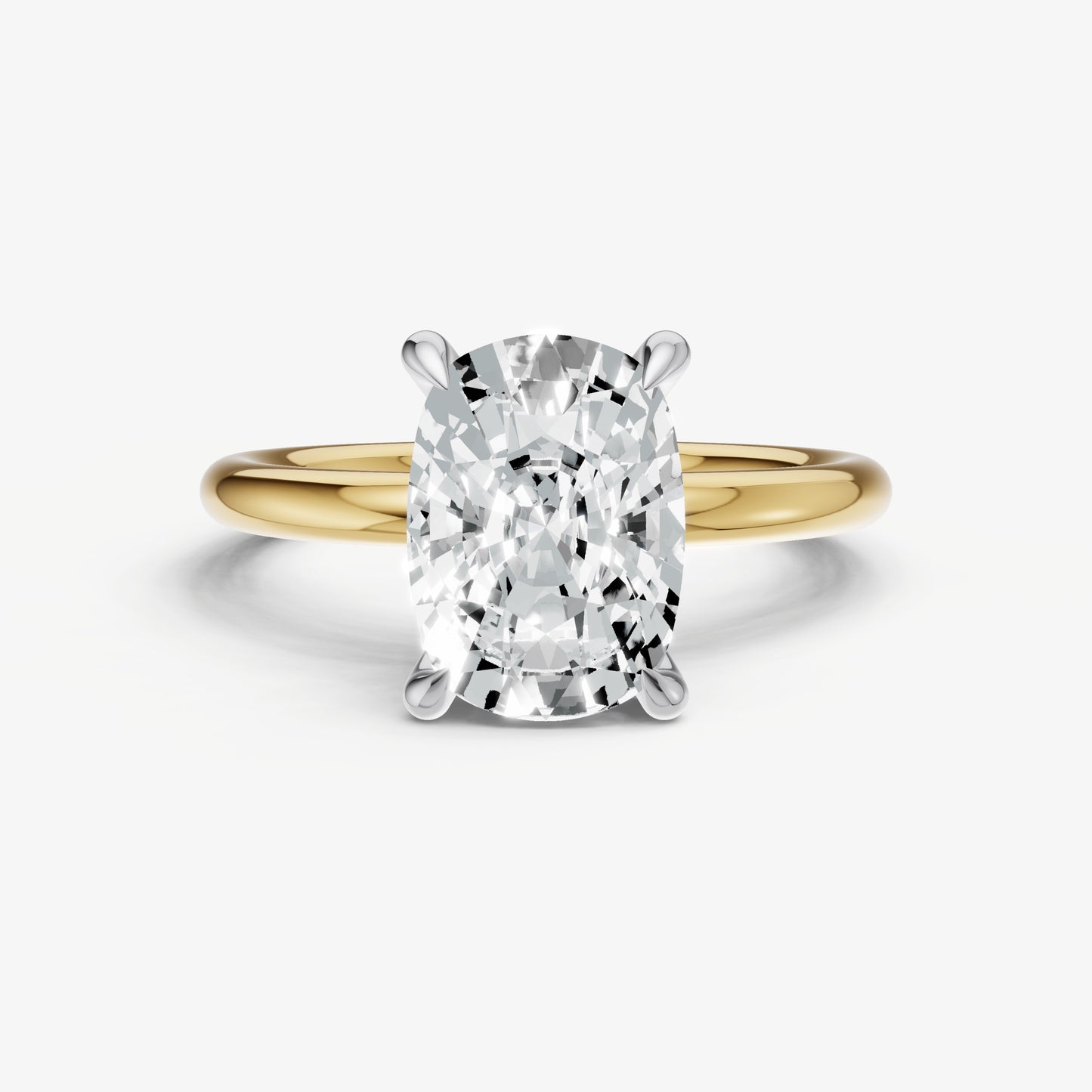 Old Miner Four Claw Solitaire Engagement Ring with Hidden Halo