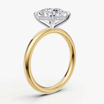Old Miner Four Claw Solitaire Engagement Ring with Hidden Halo