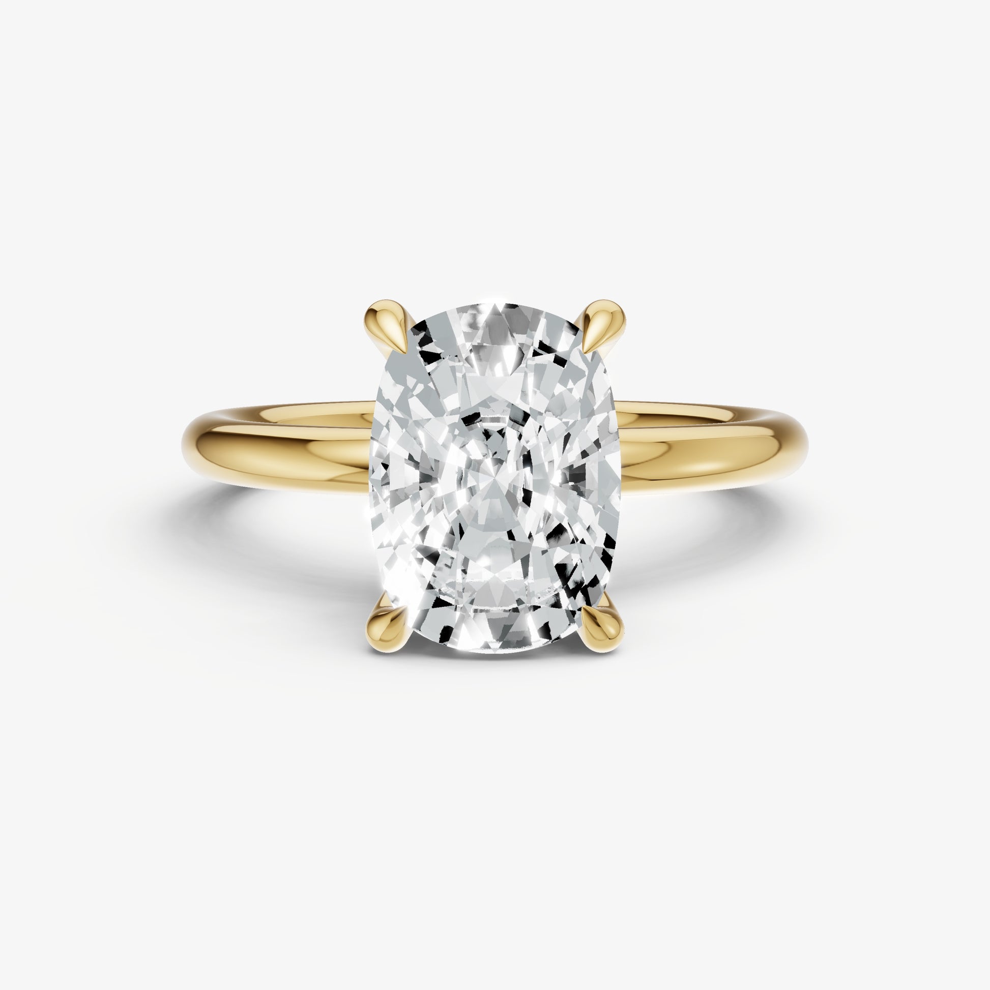 Old Miner Four Claw Solitaire Engagement Ring with Hidden Halo