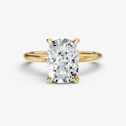 Old Miner Four Claw Solitaire Engagement Ring with Hidden Halo