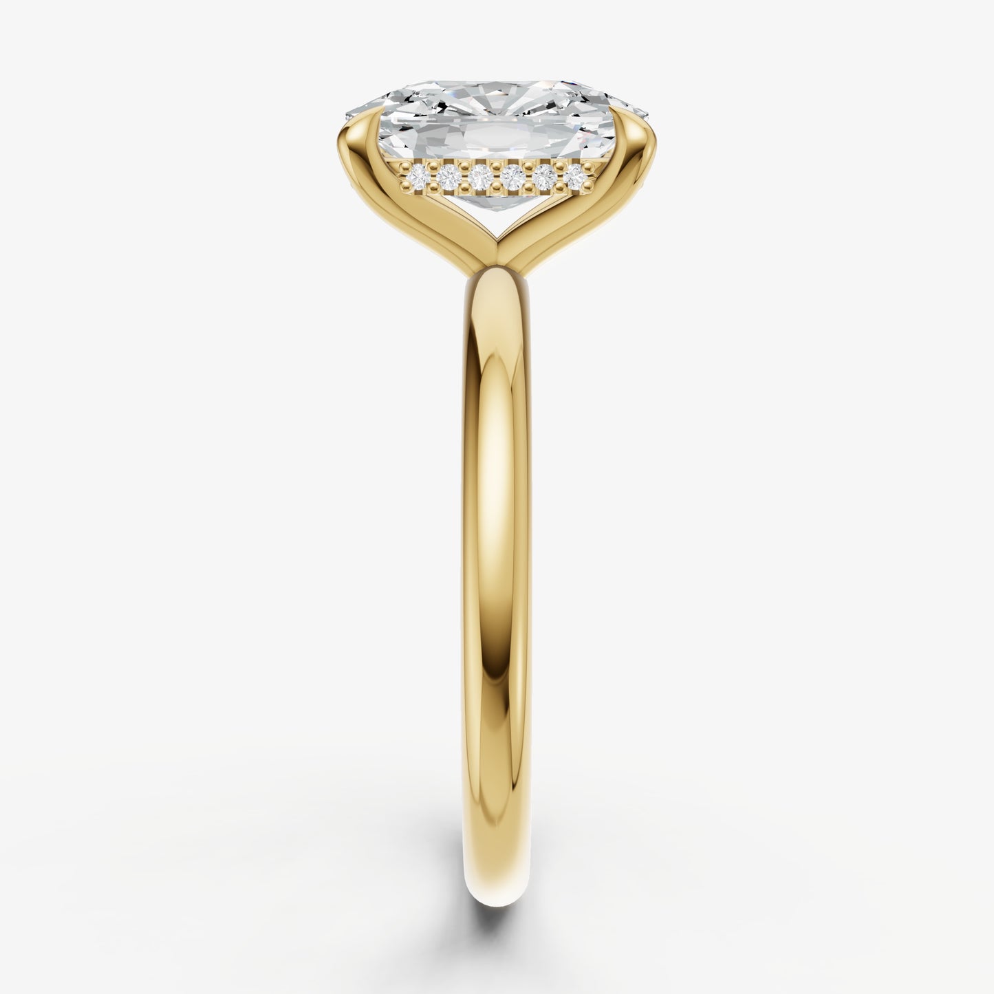Old Miner Four Claw Solitaire Engagement Ring with Hidden Halo