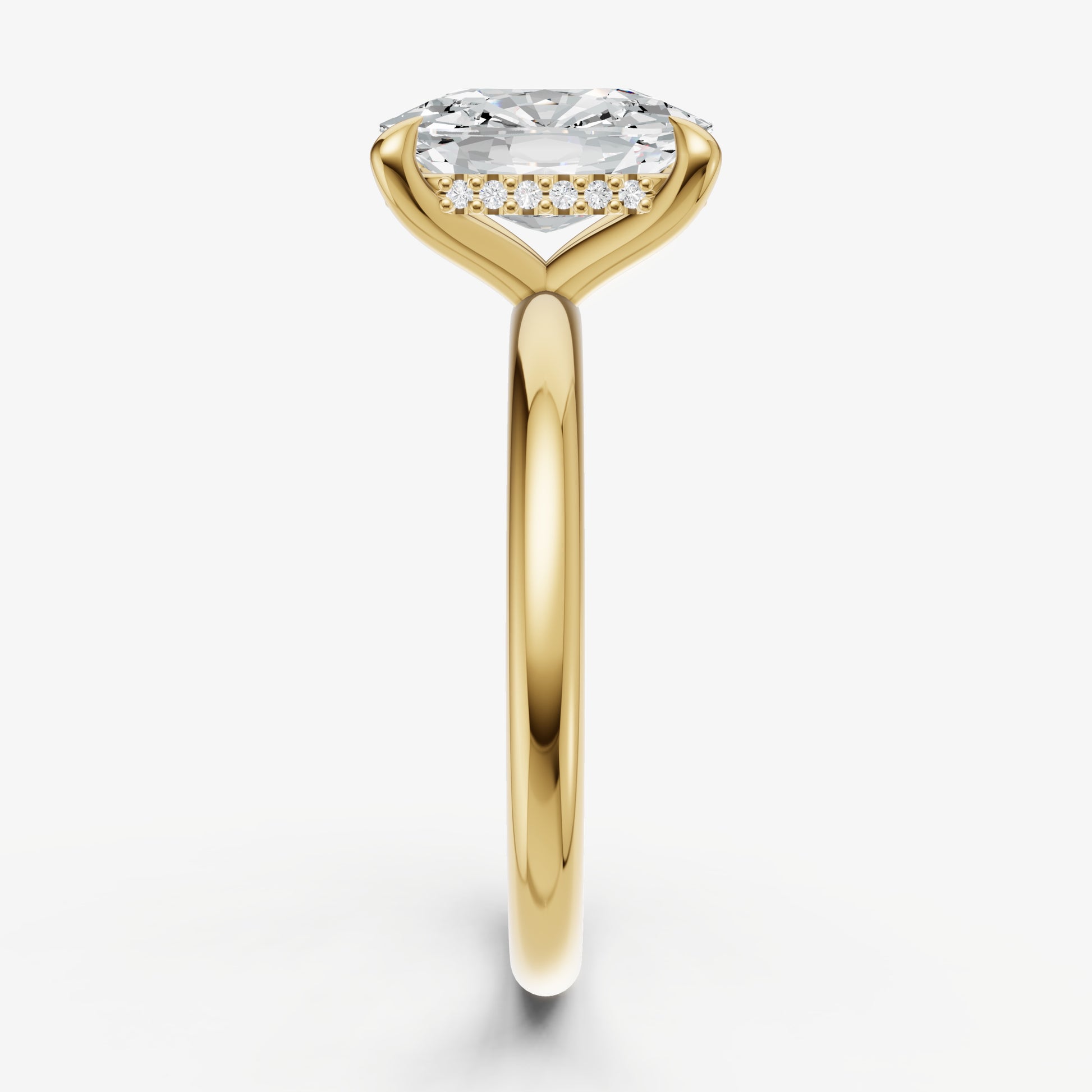 Old Miner Four Claw Solitaire Engagement Ring with Hidden Halo