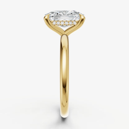 Old Miner Four Claw Solitaire Engagement Ring with Hidden Halo