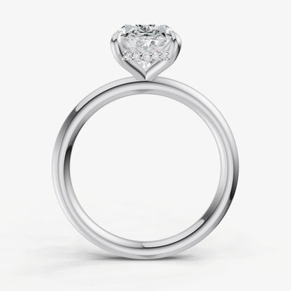 Oval Four Claw Solitaire Engagement Ring with Hidden Halo