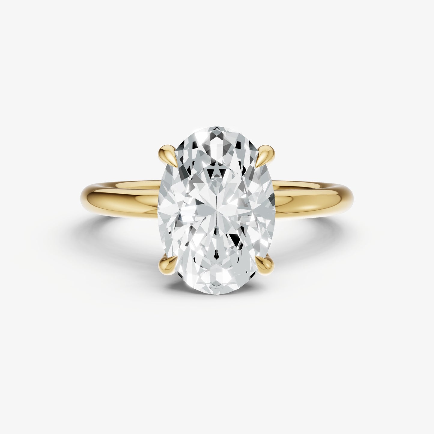 Oval Four Claw Solitaire Engagement Ring with Hidden Halo