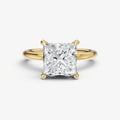 Princess Four Claw Solitaire Engagement Ring with Hidden Halo