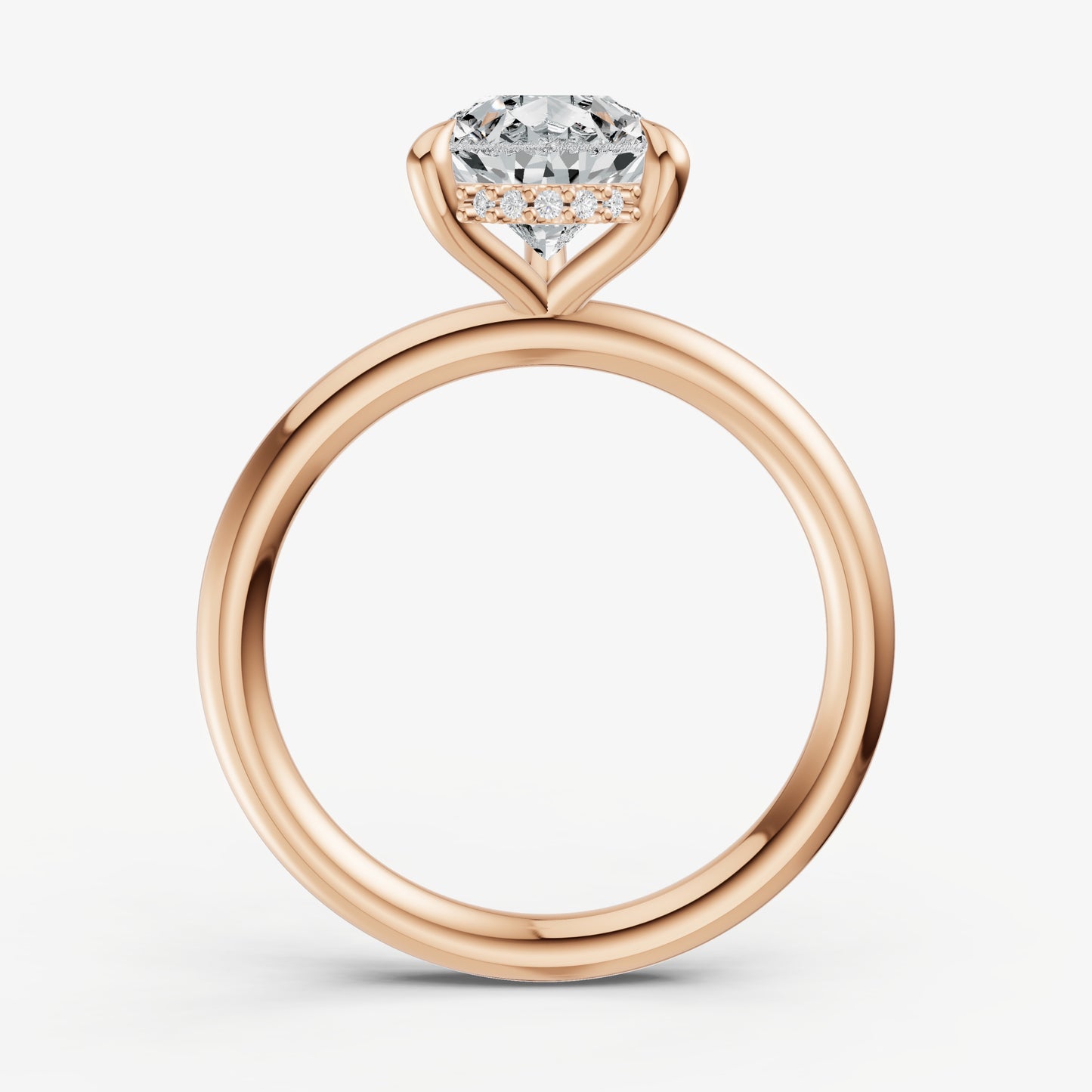 Pear Four Claw Solitaire Engagement Ring with Hidden Halo