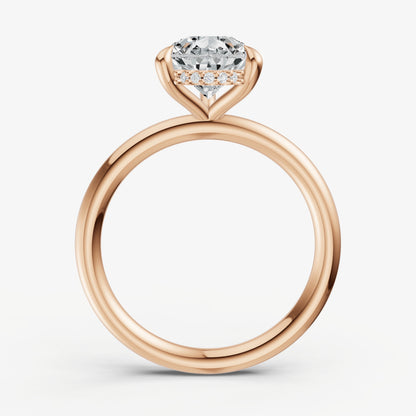 Pear Four Claw Solitaire Engagement Ring with Hidden Halo