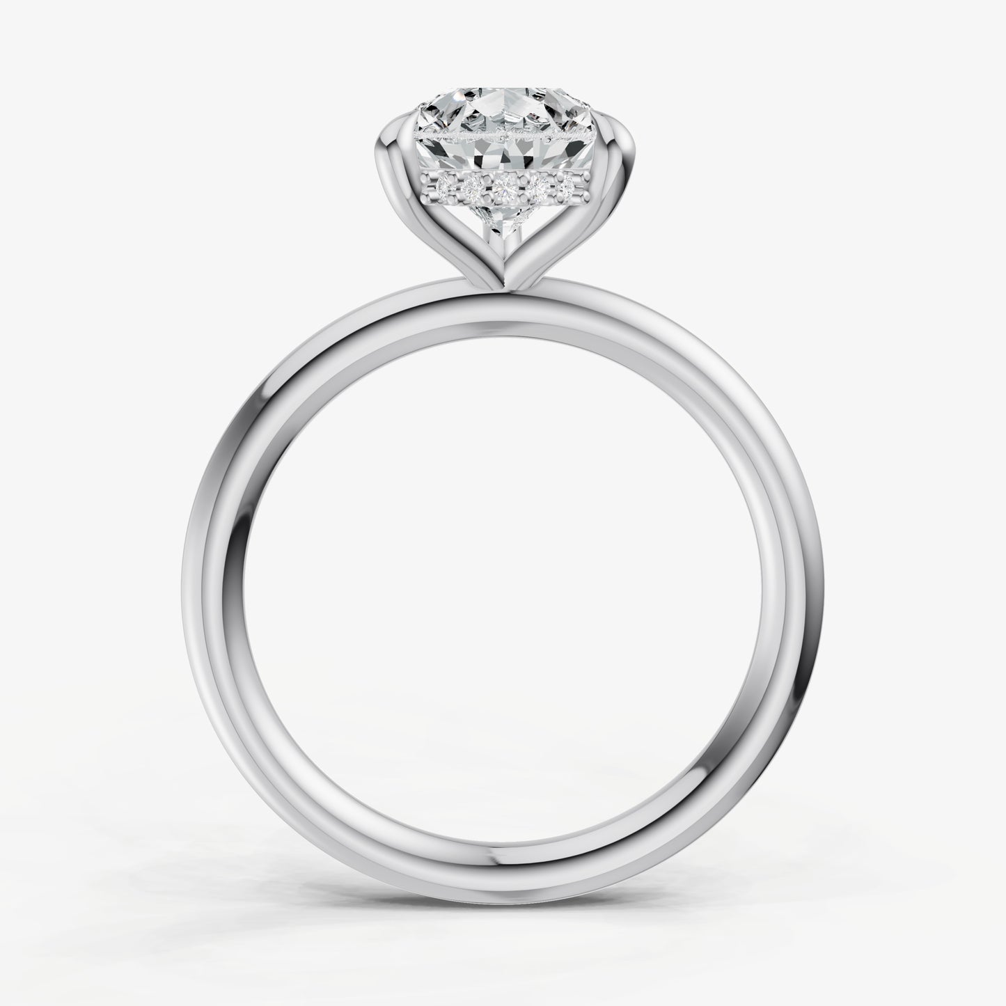 Pear Four Claw Solitaire Engagement Ring with Hidden Halo