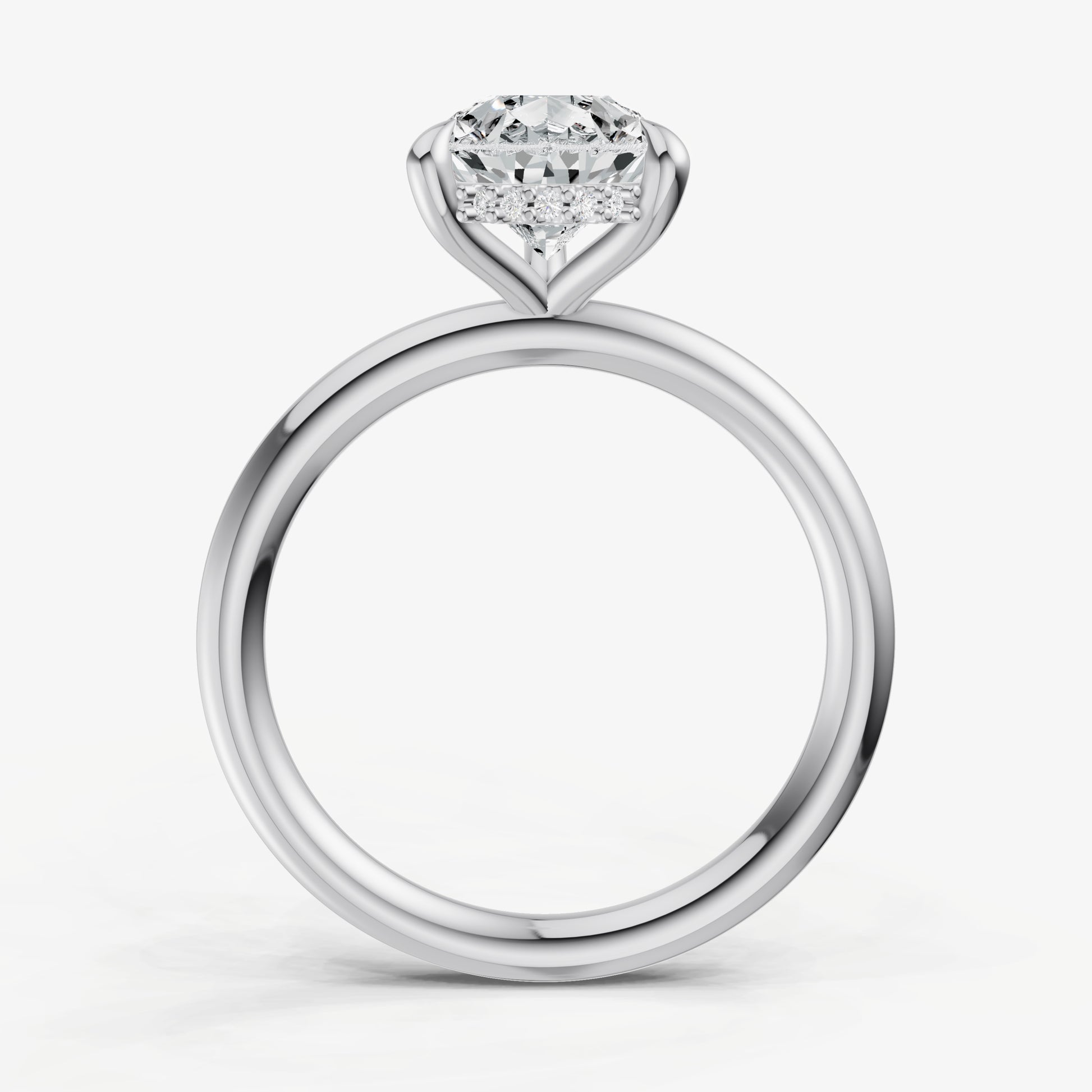 Pear Four Claw Solitaire Engagement Ring with Hidden Halo