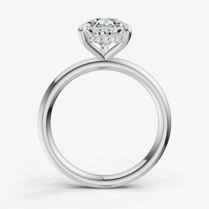 Pear Four Claw Solitaire Engagement Ring with Hidden Halo
