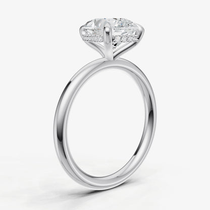 Pear Four Claw Solitaire Engagement Ring with Hidden Halo