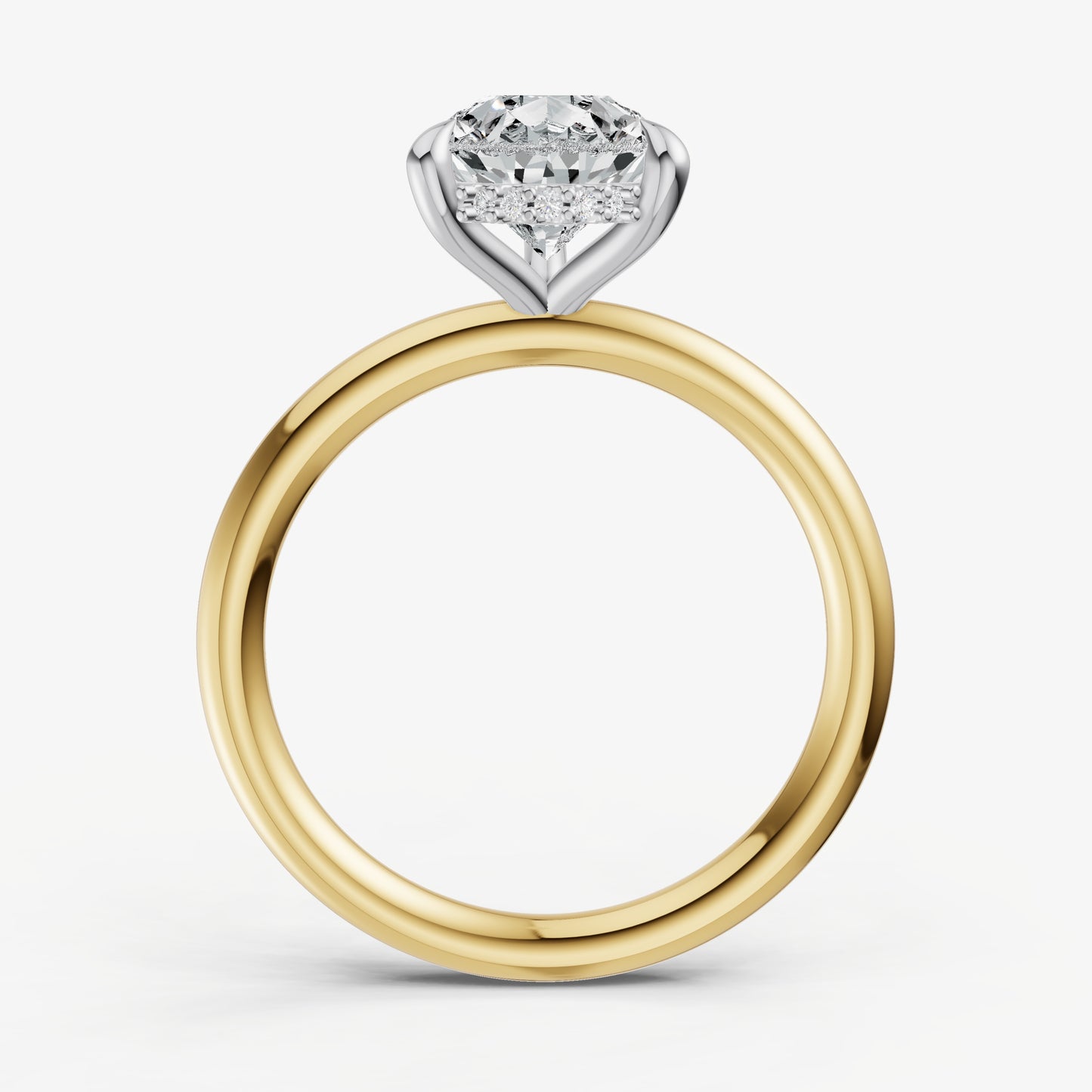 Pear Four Claw Solitaire Engagement Ring with Hidden Halo